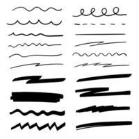 hand drawn marker line stroke collection vector