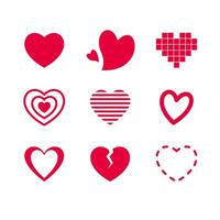 set of flat unique love shape design, various pink love sign, icon, symbol template vector