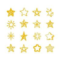 set of hand drawn star vector element design, cute star symbol collection