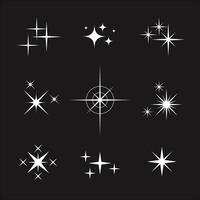 conjunto de ligero efectos vector ilustración, blanco brillante estrella ligero colección modelo