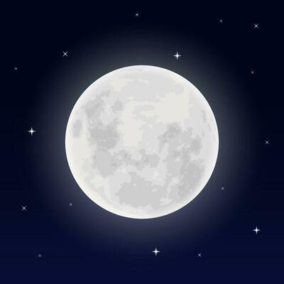 full moon illustration on night sky background