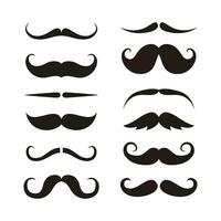 Set of Various Flat Moustache Illustration Design Vector, Black Moustache Silhouette Collection Template vector