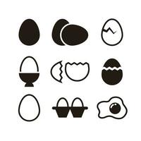 Set of flat eggs silhouette illustration vector, collection of eggs icon, symbol template design vector