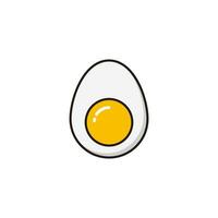 Simple Boiled Egg Illustration with Outlined Style Design, Clean Half Egg Icon Template Vector