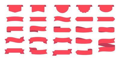 red cute ribbon text frame collection vector