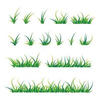 set of realistic green grass illustration vector