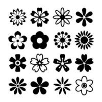 Set of Various Silhouette Flower Vector with Top View, Flower Symbol, Icon, Logo Collection Template Design