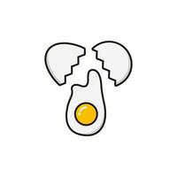 Simple Raw Cracked Egg Illustration with Outlined Style Design, Clean Egg Icon Template Vector