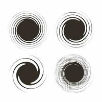 Set of Abstract Grunge Blank Circle Shape Illustration Design, Black Circle Paint Brush Template Vector