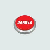 3d rojo peligro botón forma ilustración modelo vector