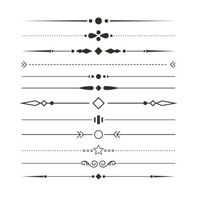 Set of Various Simple Black Divider Design, Assorted Divider Collection Template Vector