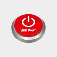 Shut Down Icon with 3d Red Circle Button Template Vector