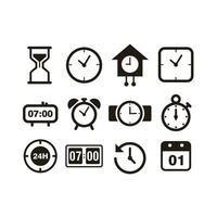 Set of Simple Clock Icon Illustration Design, Flat Time Symbol Collection Template Vector