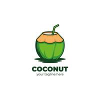 simple coconut drink logo illustration vector