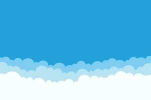simple flat white cloud background design, empty blue sky illustration template vector
