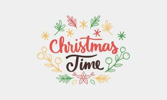 christmas time letter vector flat design