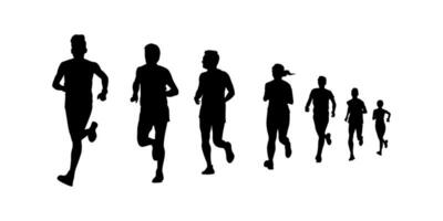 running people silhouette collection, jogging illustration vector