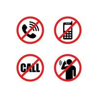 no call sign illustration vector, various no call symbol with red forbidden sign vector