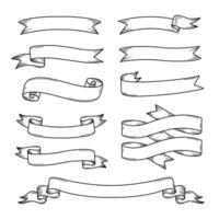 various hand drawn ribbon collection vector