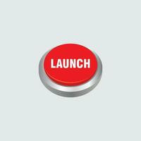 red launch button illustraton design, red push button with launch text vector