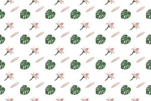 monstera with flower arrange on white background vector