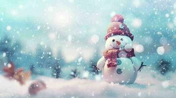 AI generated Charming snowman in a festive winter wonderland with Snowflakes video