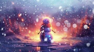 AI generated Charming snowman in a festive winter wonderland with Snowflakes video