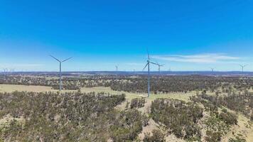 Aerial View from a drone at the Sapphire City Wind Farm, on the Gwydir Highway at Matherson, NSW, Australia video