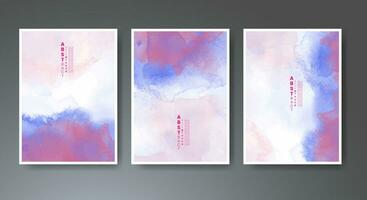 Set of creative hand painted abstract watercolor background. Design for your cover, date, postcard, banner, logo. vector