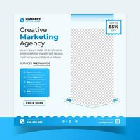 Creative marketing agency business square banner or social media post template vector