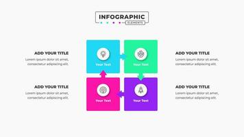 Vector box arrow infographic presentation template with 4 steps or options