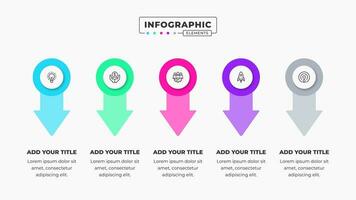 Vector modern arrow infographic design with 5 steps or options