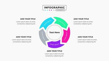 Vector circle arrow business infographic elements with 5 steps or process