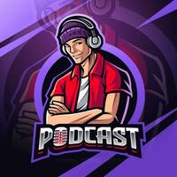 Podcast esport mascot logo design vector