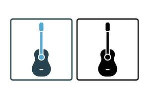 guitarra icono. icono relacionado a música, fiesta. sólido icono estilo. sencillo vector diseño editable