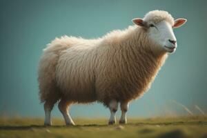 AI generated Sheep on a solid color background. Photo in old color image style. ai generative