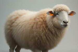 AI generated Sheep on a solid color background. Photo in old color image style. ai generative