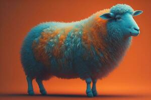 AI generated Sheep on a solid color background. Photo in old color image style. ai generative