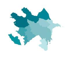 Vector isolated illustration of simplified administrative map of Azerbaijan. Borders of the regions. Colorful blue khaki silhouettes.