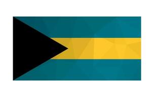 Vector isolated illustration. National flag with black triangle, bands of aquamarine and gold. Official symbol of Bahamas. Creative design in low poly style with triangular shapes. Gradient effect.