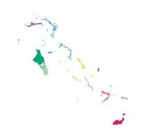 Vector isolated illustration of simplified administrative map of the Bahamas. Borders of the regions. Multi colored silhouettes.