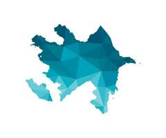 Vector isolated illustration icon with simplified blue silhouette of Azerbaijan map. Polygonal geometric style, triangular shapes. White background.