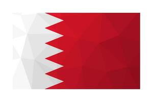 Vector isolated illustration. National Bahraini flag with red and whie colors. Official symbol of Bahrain. Creative design in low poly style with triangular shapes. Gradient effect.