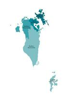 vector aislado ilustración de simplificado administrativo mapa de Baréin fronteras y nombres de el gobernaciones, regiones. vistoso azul caqui siluetas