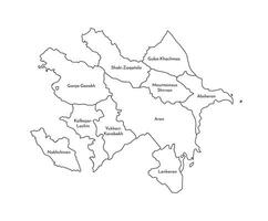 Vector isolated illustration of simplified administrative map of Azerbaijan. Borders and names of the regions. Black line silhouettes.