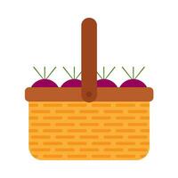 Vegetable basket flat illustration vector