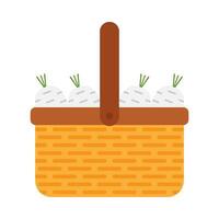 Vegetable basket flat illustration vector