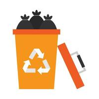 Flat illustration of trash can vector