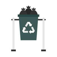 Flat illustration of trash can vector