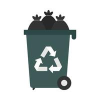 Flat illustration of trash can vector